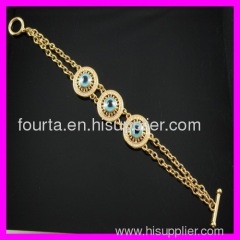 18K gold plated zircon evil eye bracelet 1530278