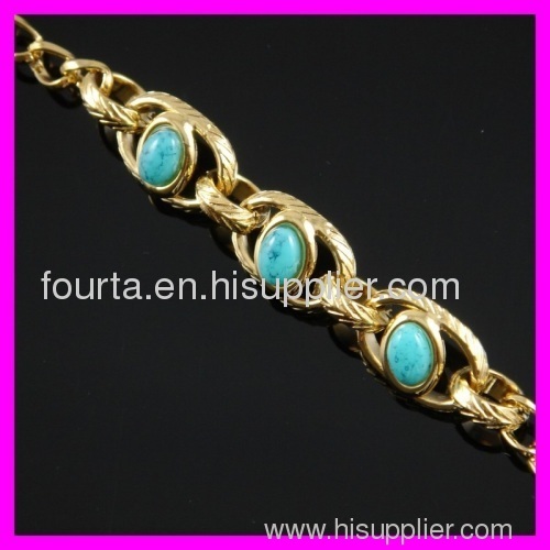 FJ fashion 18K gold plated turquoise bracelet