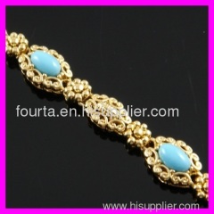 FJ 18K gold plated turquoise bracelet