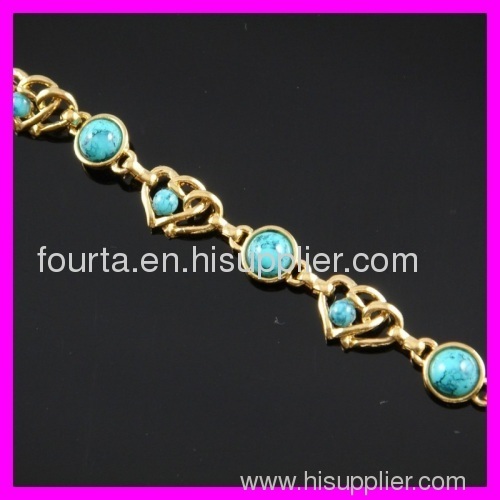 FJ simple 18K gold plated turquoise bracelet