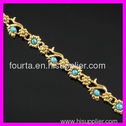 18K gold plated turquoise bracelet