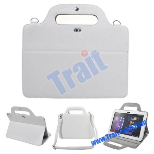 Portable Sachel Style Stand Leather Case for Samsung Galaxy Tab P7510 (White)