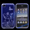 Flower and Butterfly Gel TPU Case for iPhone 4S(Blue)