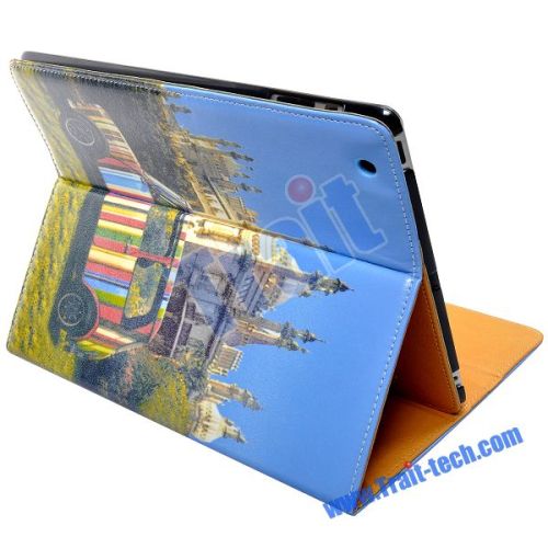 Small Car and Church Magnetic Leather Case for ipad 2