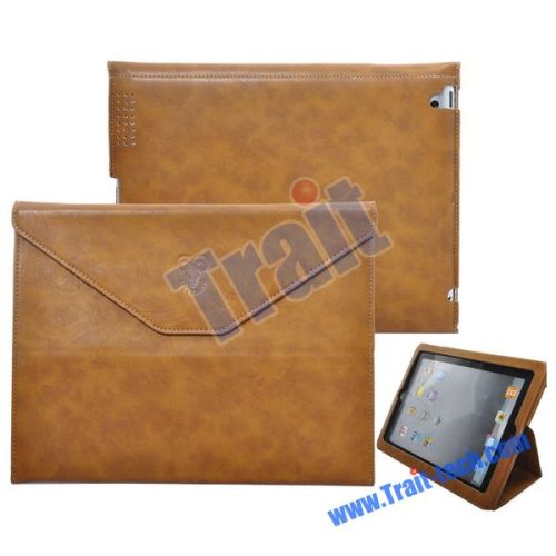 Envelope Style Stand Leather Case for iPad 2(Brown)