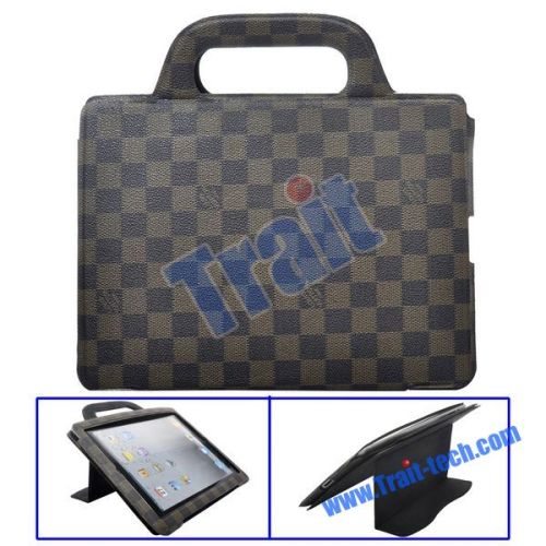 LV Pattern Stand Leather Case Handbag Cover for iPad 2