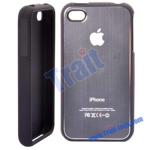Shiny Surface With Rubber Coated Hard Case for Apple iPhone 4 -Grey