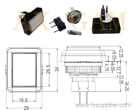 Rectangle Illuminated push button