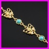 18K gold plated zircon and turquoise bracelet 1530587