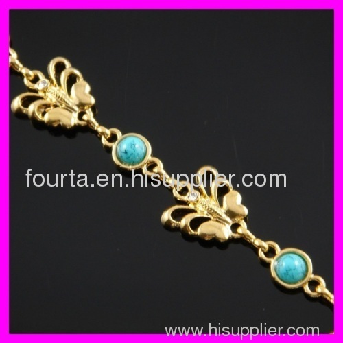 fallon fashion 18K gold plated zircon and turquoise bracelet