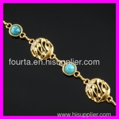 fallon 18K gold plated zircon and turquoise bracelet IGP