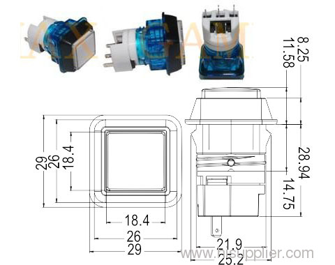 Square illuminated push button