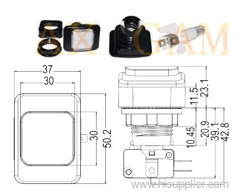 Square illuminated push button