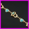 18K gold plated zircon and turquoise bracelet 1530597
