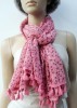 100% cotton fuchsia flower printed woven scarf