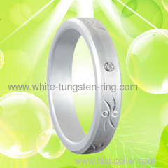 4MM Width Caving White Gold Tungsten Gold Wedding Ring