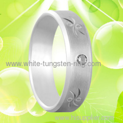 5MM Width Caving White Gold Tungsten Gold Wedding Ring for Women
