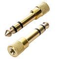 Gold 3.5mm Female F to 6.5mm Male Mic Audio Plug Adapter