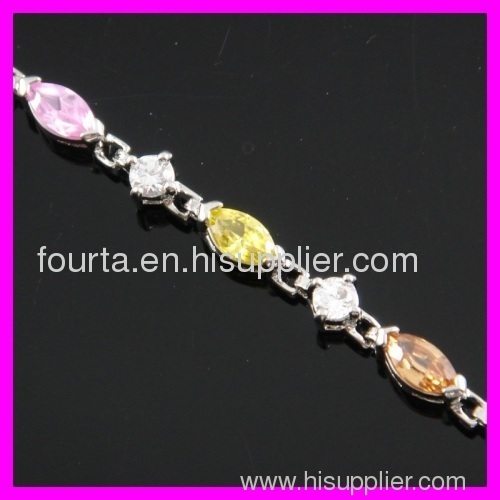 FJ fashion Rhodium plated zircon bracelet