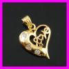 Brass 18k gold plating peach heart zircon pendant