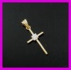 18K gold plated cross zircon pendant FJ1620046