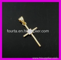 18K gold plated cross zircon pendant FJ1620046