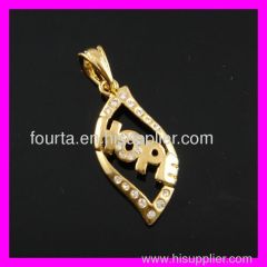 18K gold plated hope zircon pendant