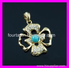 18 karat gold plated turquoise pendant