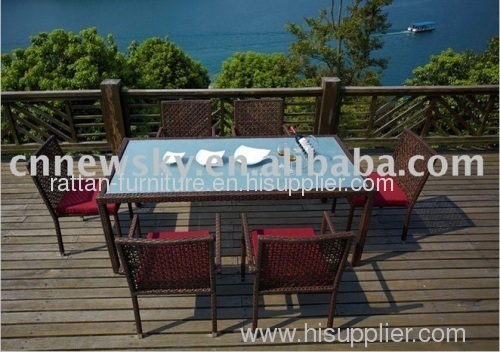 rattan outdoor furniture dining set with 6 chairs