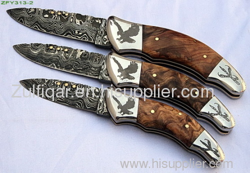 Damascus Folding Pocket Knives Set