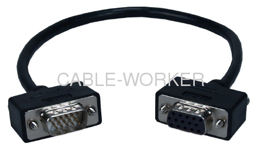 High Performance UltraThin VGA/QXGA HDTV/HD15 Tri-Shield Fully-Wired PortSaver Cable with Interchangeable Mounting