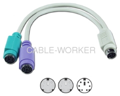 PS/2 Keyboard and Mouse Splitter Cable for Notebook