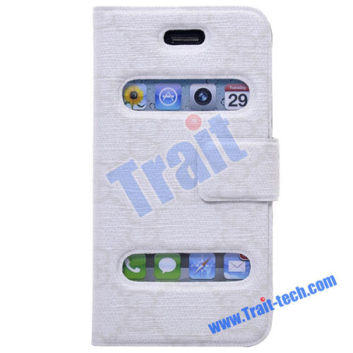 Brand New Design Leather Flip Magnet Closure Case Cover for iPhone 4 Wholesale(White)