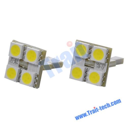 F804 T10 0.8W SMD 4-LED Car Festoon White Light Bulb (Pair/DC12V-17V)