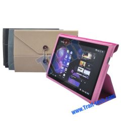 Purse Style Soft Leather Case Stand for Samsung Galaxy Tab P7510