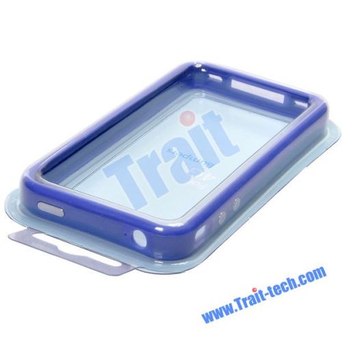 TPU Bumper Case for iPhone 4 (Dark Blue and White)