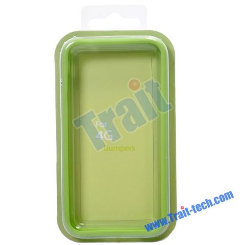 TPU Bumper Case for iPhone 4 (Green and White)