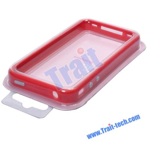 TPU Bumper Case for iPhone 4 (Red and White)