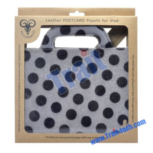 Dots Pattern Mink Handbag Stand Leather Case for iPad 2(Grey)