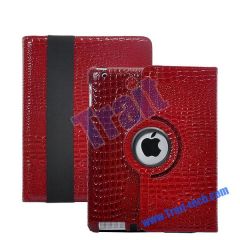 360 Degree Rotating Crocodile Skin Stand Leather Case for iPad 2