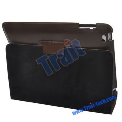 New Leather Stand Case for iPad 2 (Dark Brown)