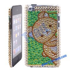 Cute Bear Pattern Rhinestone Diamond Case for iPod Touch 4