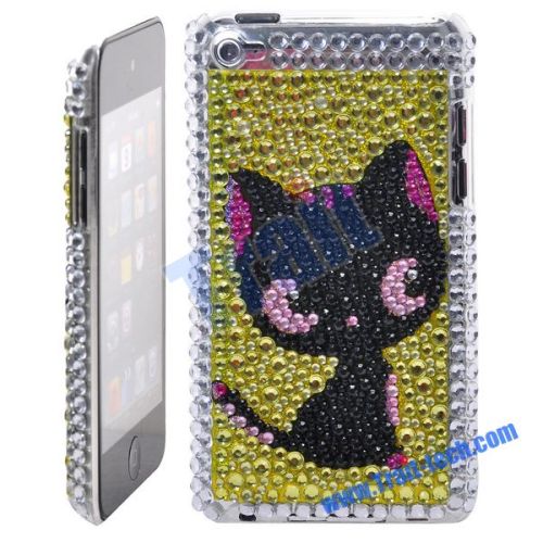 Cat Rhinestone Bling Case for iPod Touch 4