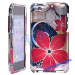Red Flower Pattern Plastic Hard Case Cover for iPod Touch 4