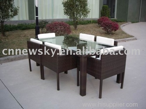outdoor furniture rattan dining set with 6 chairs
