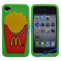 Unique McDonald's Pattern Silicone Case for iPhone 4S/iPhone 4(Green)