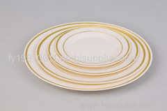 10"plastic round plate with golden or silver ring
