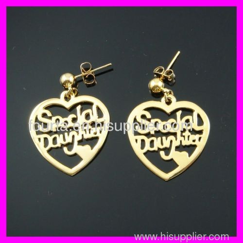 hot gift of heart pendant 18k gold plated earring