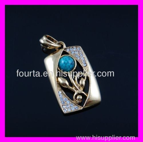 FJ golden plated zircon pendant