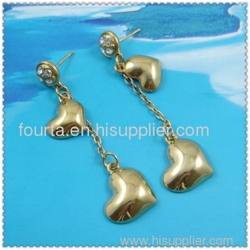 heart shape 18k gold plated earring